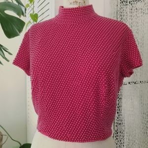 Caché Pearl Beaded Crop Top